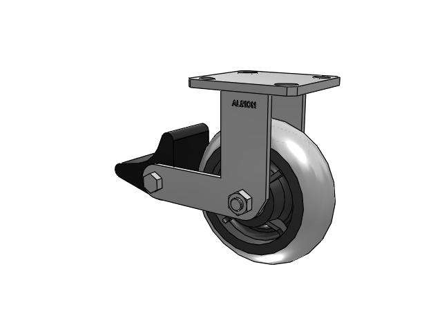 110 Series Kingpinless Top Plate Rigid Caster with 6 x 2 Grey Tread on Grey Core XP - X-treme Plus Solid Polyurethane Wheel and Poly Lock Integrated Brake