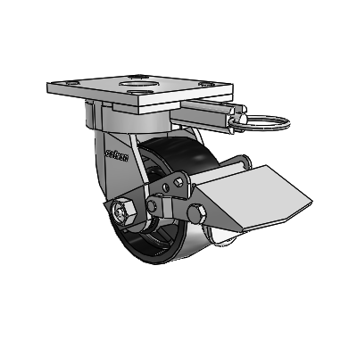 4 Series Kingpinless Casters Top Plate Swivel Caster with 4 x 2 Polyolefin wheel and Tread Lock Brake