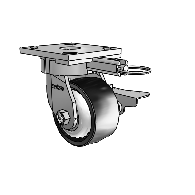 4 Series Kingpinless Casters Top Plate Swivel Caster with 4 x 2 Polyolefin wheel and Side Lock Brake