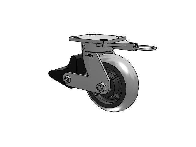 110 Series Kingpinless Top Plate Swivel Caster with 6 x 2 Grey Tread on Grey Core XP - X-treme Plus Solid Polyurethane Wheel and Poly Lock Integrated Brake