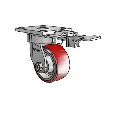 4 Series Kingpinless Casters Top Plate Swivel Caster with 4 x 2 Moldon Polyurethane (Aluminum Core) wheel