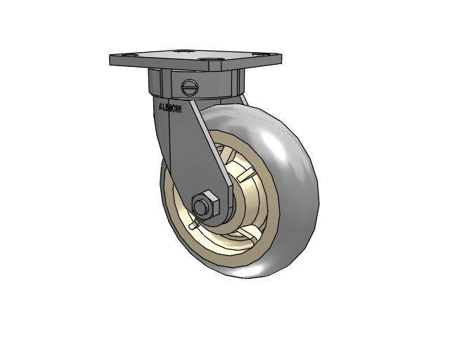 110 Series Kingpinless Top Plate Swivel Caster with 6 x 2 Grey Tread on Grey Core XR - X-tra Soft Rubber (Round) - Prevenz Antimicrobial Wheel