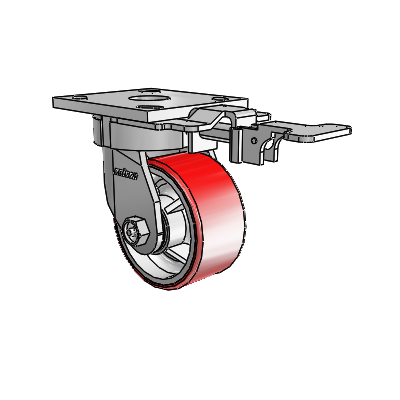 4 Series Kingpinless Casters Top Plate Swivel Caster with 4 x 2 Moldon Polyurethane (Cast Iron Core) wheel