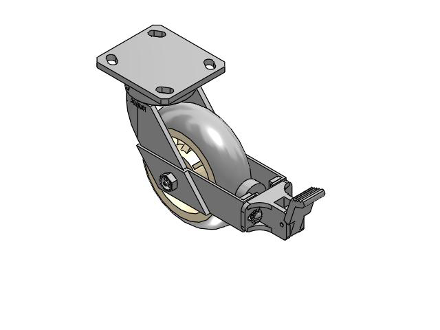 110 Series Kingpinless Top Plate Swivel Caster with 6 x 2 Grey Tread on Grey Core XR - X-tra Soft Rubber (Round) - Prevenz Antimicrobial Wheel and Face Brake