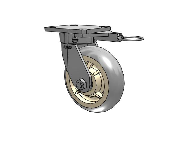 110 Series Kingpinless Top Plate Swivel Caster with 6 x 2 Grey Tread on Grey Core XR - X-tra Soft Rubber (Round) - Prevenz Antimicrobial Wheel
