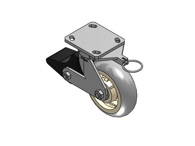 110 Series Kingpinless Top Plate Swivel Caster with 6 x 2 Grey Tread on Grey Core XR - X-tra Soft Rubber (Round) - Prevenz Antimicrobial Wheel and Poly Lock Integrated Brake