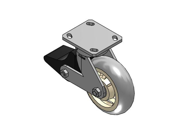110 Series Kingpinless Top Plate Swivel Caster with 6 x 2 Grey Tread on Grey Core XR - X-tra Soft Rubber (Round) - Prevenz Antimicrobial Wheel and Poly Lock Integrated Brake
