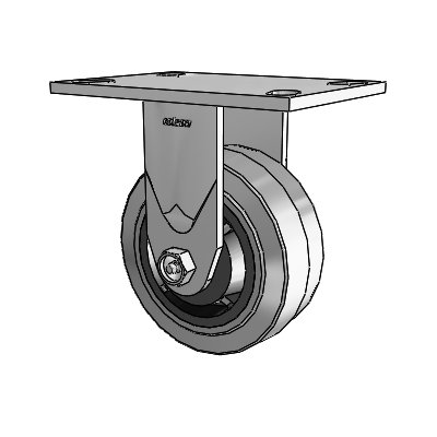 Série 4 : roulettes de 2 pouces de large, à plaque supérieure rigide, équipées de 5 roues en caoutchouc Performa de 2 pouces (plates/conductrices)