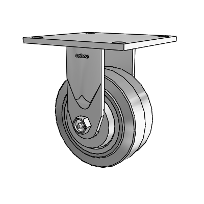 4 Series 2 Inch Wide Casters Top Plate Rigid Caster with 5 x 2 Performa Rubber (Flat/Grey) Wheel