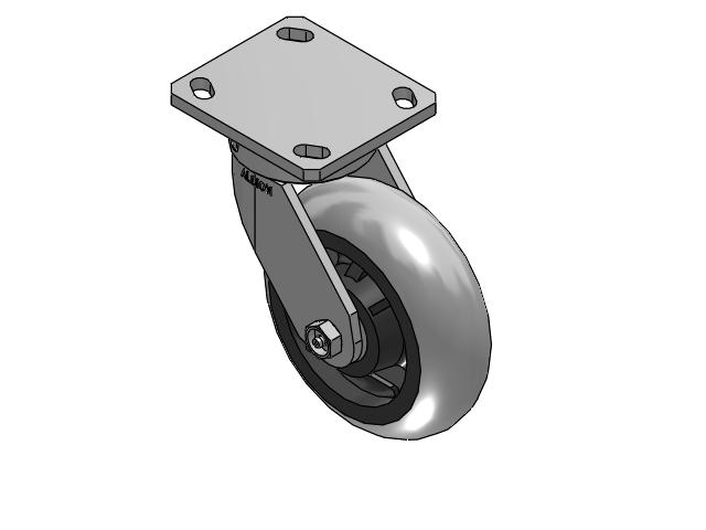 110 Series Kingpinless Top Plate Swivel Caster with 6 x 2 Grey Tread on Grey Core XP - X-treme Plus Solid Polyurethane Wheel