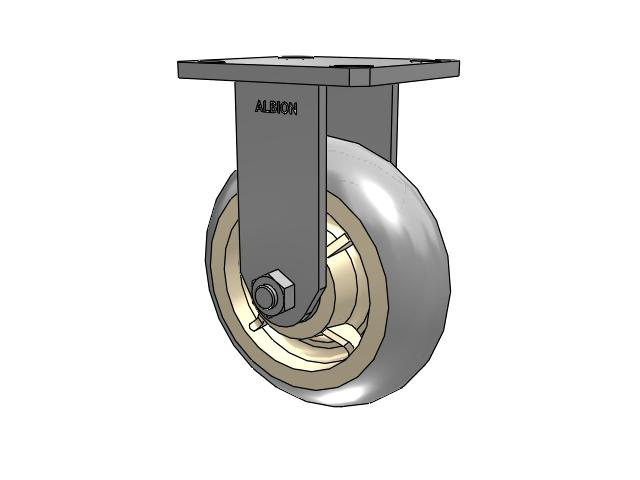 110 Series Kingpinless Top Plate Rigid Caster with 6 x 2 Grey Tread on Grey Core XR - X-tra Soft Rubber (Round) - Prevenz Antimicrobial Wheel