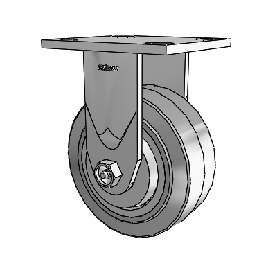 4 Series 2 Inch Wide Casters Top Plate Rigid Caster with 5 x 2 Performa Rubber (Flat/Grey) Wheel