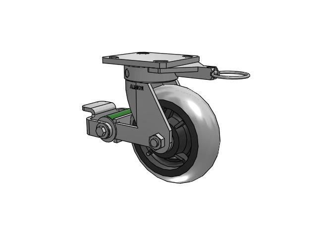 110 Series Kingpinless Top Plate Swivel Caster with 6 x 2 Grey Tread on Grey Core XP - X-treme Plus Solid Polyurethane Wheel and Poly Cam Brake