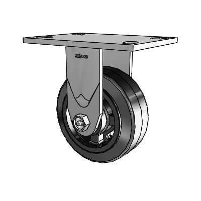 4 Series 2 Inch Wide Casters Top Plate Rigid Caster with 5 x 2 MR - Moldon Rubber (Cast Iron Core) Wheel