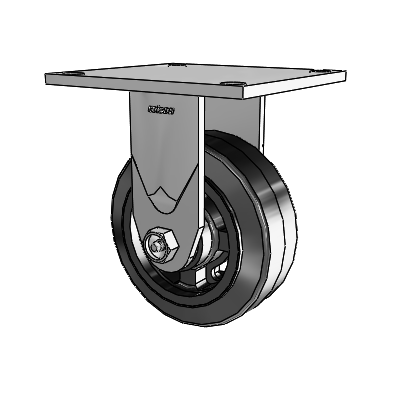 4 Series 2 Inch Wide Casters Top Plate Rigid Caster with 5 x 2 MR - Moldon Rubber (Cast Iron Core) Wheel