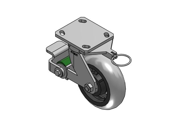 110 Series Kingpinless Top Plate Swivel Caster with 6 x 2 Grey Tread on Grey Core XP - X-treme Plus Solid Polyurethane Wheel and Poly Cam Brake