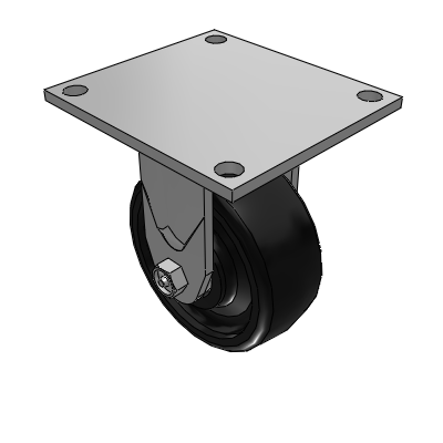 4 Series 2 Inch Wide Casters Top Plate Rigid Caster with 5 x 2 Endura Solid Elastomer Wheel