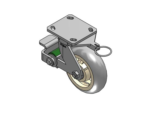 110 Series Kingpinless Top Plate Swivel Caster with 6 x 2 Grey Tread on Grey Core XR - X-tra Soft Rubber (Round) - Prevenz Antimicrobial Wheel and Poly Cam Brake