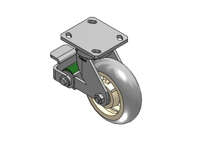 110 Series Kingpinless Top Plate Swivel Caster with 6 x 2 Grey Tread on Grey Core XR - X-tra Soft Rubber (Round) - Prevenz Antimicrobial Wheel and Poly Cam Brake