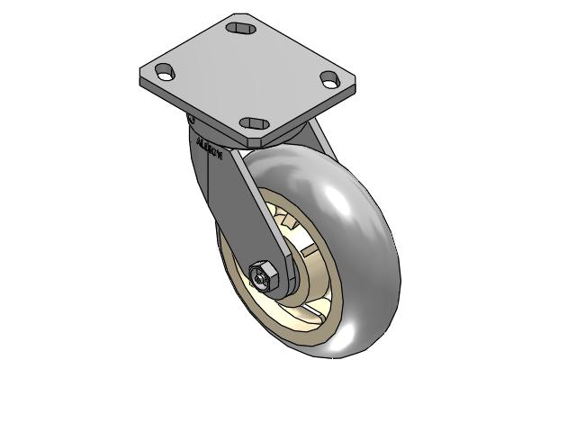 110 Series Kingpinless Top Plate Swivel Caster with 6 x 2 Grey Tread on Grey Core XR - X-tra Soft Rubber (Round) - Prevenz Antimicrobial Wheel