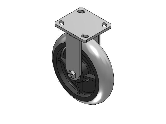 110 Series Kingpinless Top Plate Rigid Caster with 8 x 2 Grey Tread on Grey Core XP - X-treme Plus Solid Polyurethane Wheel and Face Brake