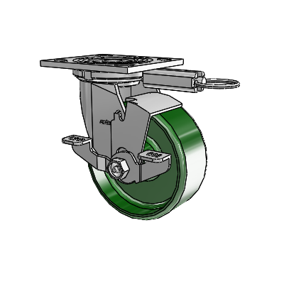 4 Series 2 Inch Wide Top Plate Swivel Caster Caster with 5 x 2 Cast Iron Wheel and Top Lock Brake