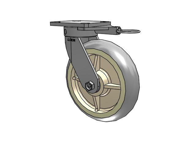 110 Series Kingpinless Top Plate Swivel Caster with 8 x 2 Grey Tread on Grey Core XR - X-tra Soft Rubber (Round) - Prevenz Antimicrobial Wheel