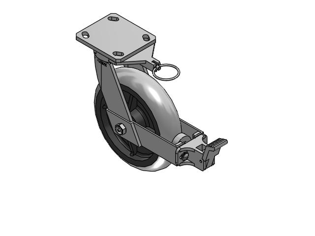 110 Series Kingpinless Top Plate Swivel Caster with 8 x 2 Grey Tread on Grey Core XP - X-treme Plus Solid Polyurethane Wheel and Face Brake