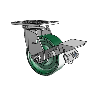 4 Series 2 Inch Wide Top Plate Swivel Caster Caster with 5 x 2 Forged Steel Wheel and Tread Lock Brake