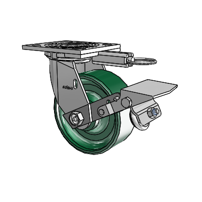 4 Series 2 Inch Wide Top Plate Swivel Caster Caster with 5 x 2 Forged Steel Wheel and Tread Lock Brake