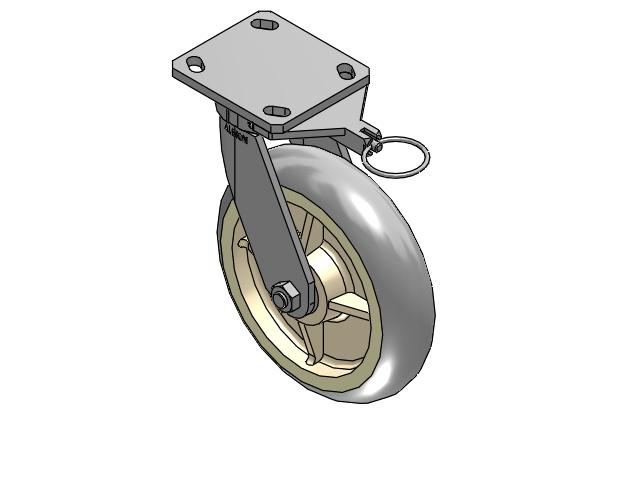 110 Series Kingpinless Top Plate Swivel Caster with 8 x 2 Grey Tread on Grey Core XR - X-tra Soft Rubber (Round) - Prevenz Antimicrobial Wheel