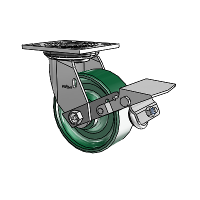 4 Series 2 Inch Wide Top Plate Swivel Caster Caster with 5 x 2 Forged Steel Wheel and Tread Lock Brake