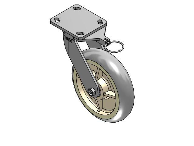 110 Series Kingpinless Top Plate Swivel Caster with 8 x 2 Grey Tread on Grey Core XR - X-tra Soft Rubber (Round) - Prevenz Antimicrobial Wheel