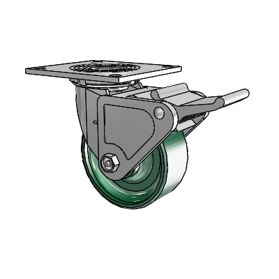 4 Series 2 Inch Wide Top Plate Swivel Caster Caster with 5 x 2 Forged Steel Wheel and Tech Lock Brake