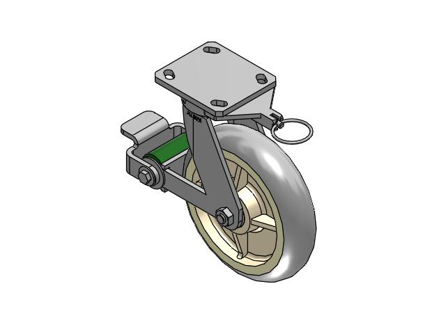 110 Series Kingpinless Top Plate Swivel Caster with 8 x 2 Grey Tread on Grey Core XR - X-tra Soft Rubber (Round) - Prevenz Antimicrobial Wheel and Poly Cam Brake