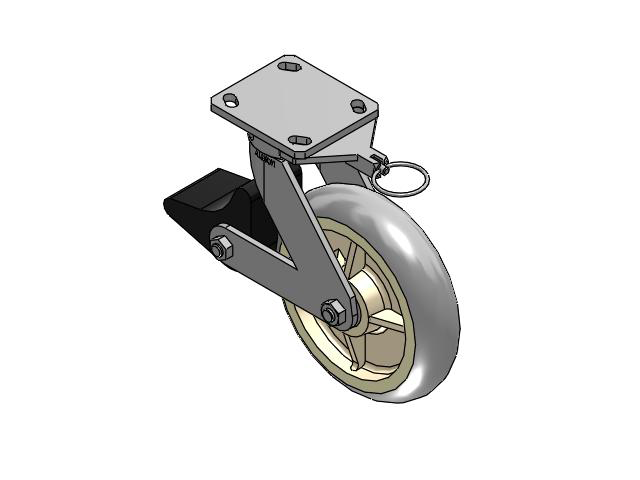 110 Series Kingpinless Top Plate Swivel Caster with 8 x 2 Grey Tread on Grey Core XR - X-tra Soft Rubber (Round) - Prevenz Antimicrobial Wheel and Poly Lock Integrated Brake