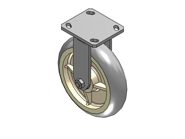 110 Series Kingpinless Top Plate Rigid Caster with 8 x 2 Grey Tread on Grey Core XR - X-tra Soft Rubber (Round) - Prevenz Antimicrobial Wheel and Face Brake