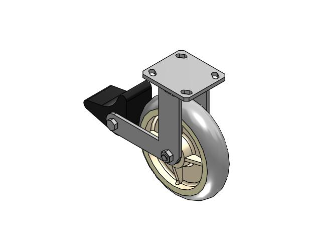 110 Series Kingpinless Top Plate Rigid Caster with 8 x 2 Grey Tread on Grey Core XR - X-tra Soft Rubber (Round) - Prevenz Antimicrobial Wheel and Poly Lock Integrated Brake