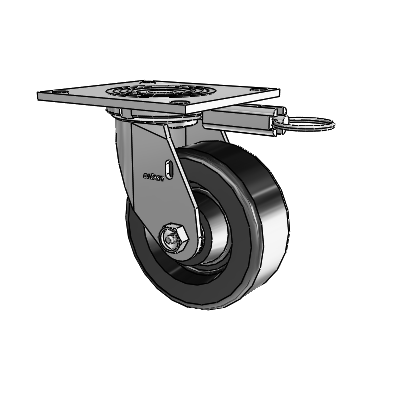 Roulette pivotante série 4 avec plaque supérieure de 2 pouces de large et roue en phénolique de 5 x 2