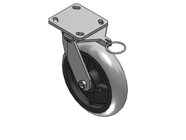 110 Series Kingpinless Top Plate Swivel Caster with 8 x 2 Grey Tread on Grey Core XP - X-treme Plus Solid Polyurethane Wheel
