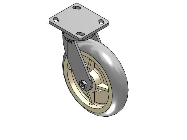 110 Series Kingpinless Top Plate Swivel Caster with 8 x 2 Grey Tread on Grey Core XR - X-tra Soft Rubber (Round) - Prevenz Antimicrobial Wheel