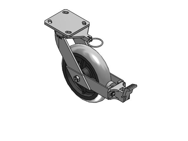 110 Series Kingpinless Top Plate Swivel Caster with 8 x 2 Grey Tread on Grey Core XP - X-treme Plus Solid Polyurethane Wheel and Face Brake