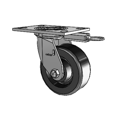 Roulette pivotante série 4 avec plaque supérieure de 2 pouces de large et roue en phénolique de 5 x 2