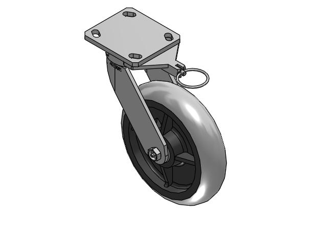 110 Series Kingpinless Top Plate Swivel Caster with 8 x 2 Grey Tread on Grey Core XP - X-treme Plus Solid Polyurethane Wheel