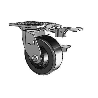 4 Series 2 Inch Wide Top Plate Swivel Caster Caster with 5 x 2 Phenolic Wheel and Side Lock Brake