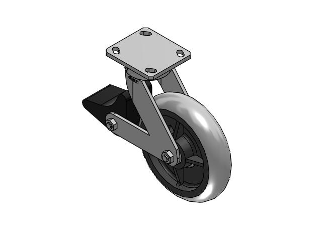 110 Series Kingpinless Top Plate Swivel Caster with 8 x 2 Grey Tread on Grey Core XP - X-treme Plus Solid Polyurethane Wheel and Poly Lock Integrated Brake