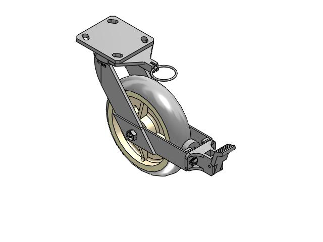 110 Series Kingpinless Top Plate Swivel Caster with 8 x 2 Grey Tread on Grey Core XR - X-tra Soft Rubber (Round) - Prevenz Antimicrobial Wheel and Face Brake