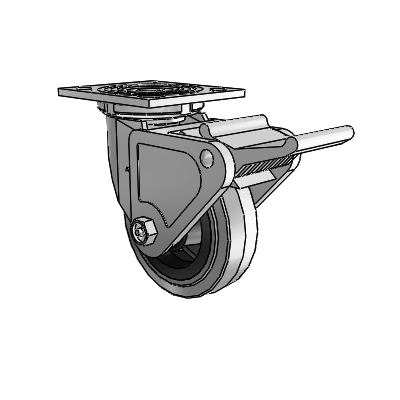 4 Series 1 1/2" Casters Top Plate Swivel Zinc with 5 x 1.5 Performa Rubber (Flat/Conductive) Wheel and Tech Lock Brake