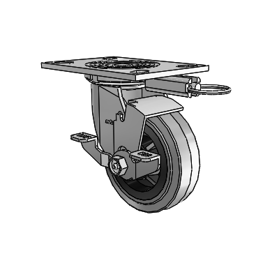 4 Series 1 1/2" Casters Top Plate Swivel Zinc with 5 x 1.5 Performa Rubber (Flat/Conductive) Wheel and Top Lock Brake