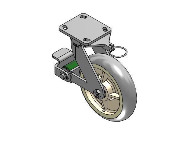 110 Series Kingpinless Top Plate Swivel Caster with 8 x 2 Grey Tread on Grey Core XR - X-tra Soft Rubber (Round) - Prevenz Antimicrobial Wheel and Poly Cam Brake